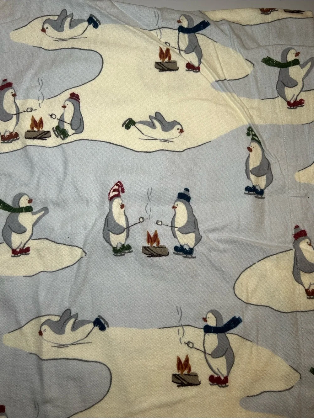 Eddie Bauer Polar Penguin Holiday Light Blue Pillowcase 100% Cotton Chirstmas